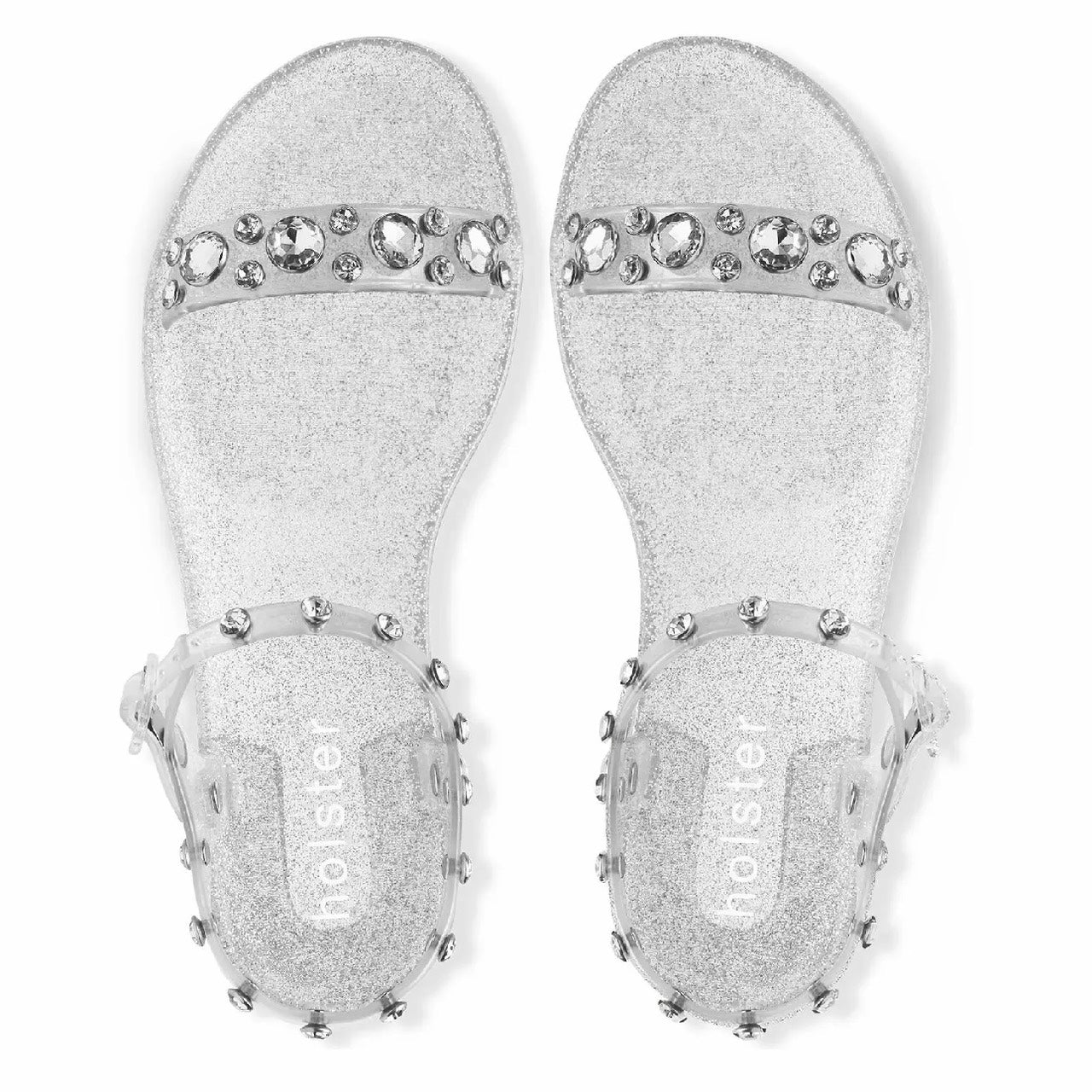 Holster Women's Glitz Strappy Sandals in Clear Glitter Holster Fashion