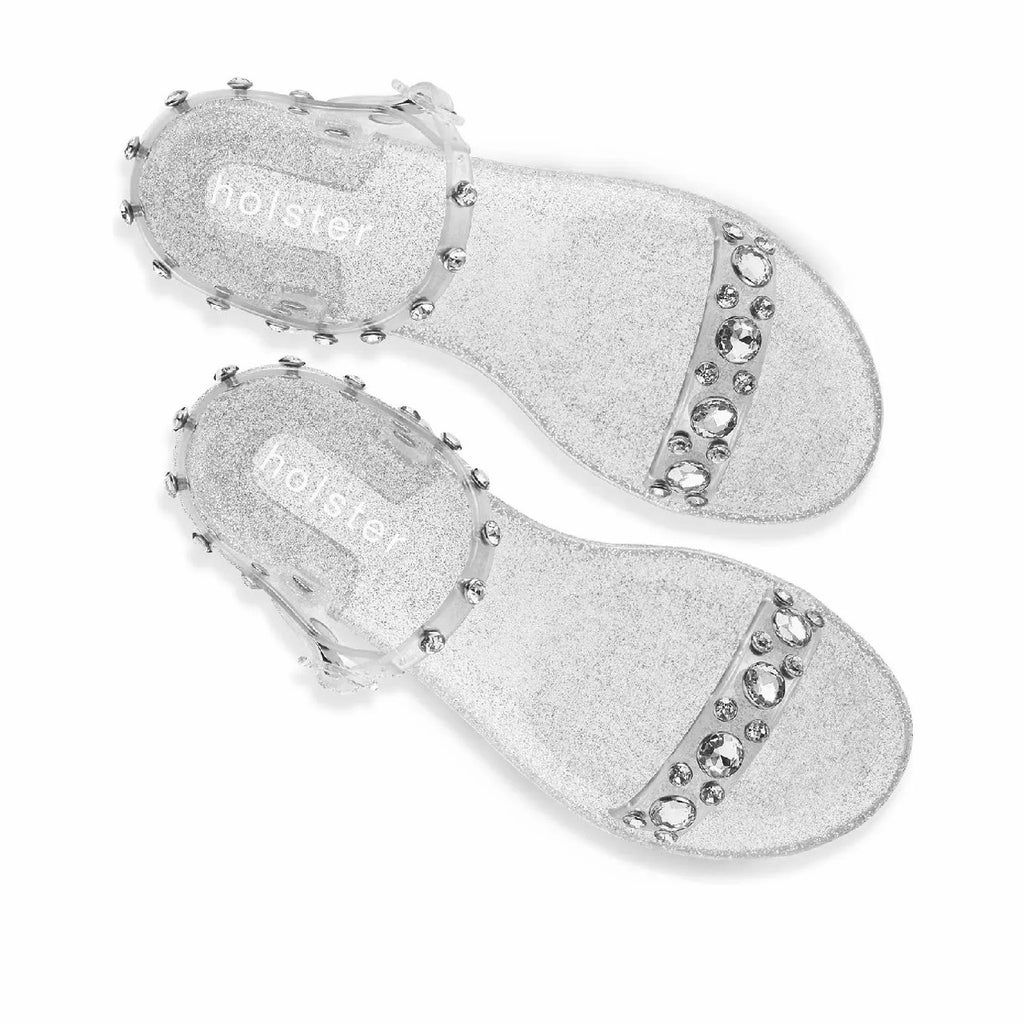 Holster Women's Glitz Strappy Sandals in Clear Glitter Holster Fashion