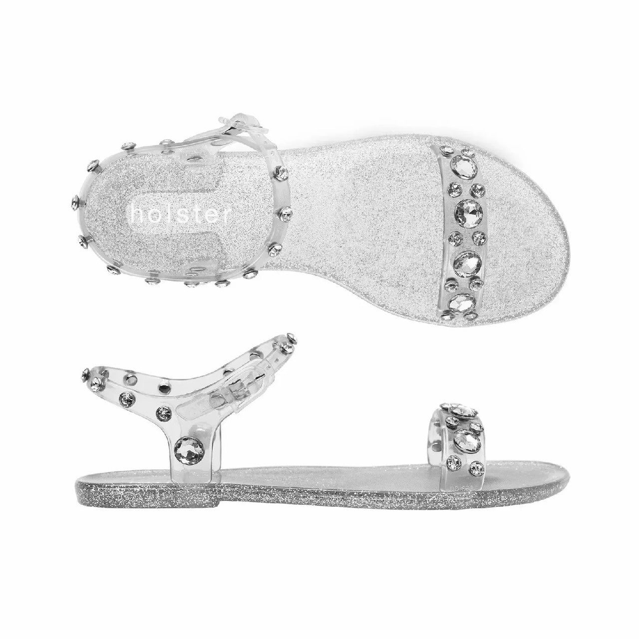 Holster Women's Glitz Strappy Sandals in Clear Glitter Holster Fashion