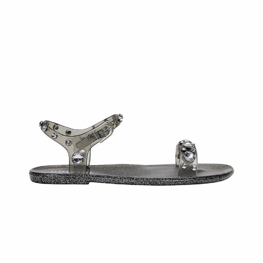 Holster Women's Glitz Strappy Sandals in Clear Pewter Glitter Holster Fashion
