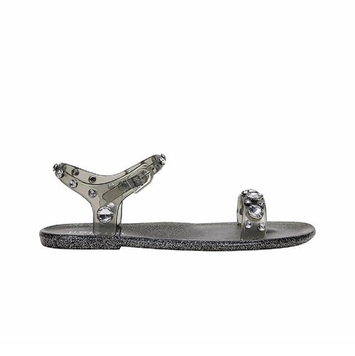 Holster Women's Glitz Strappy Sandals in Clear Pewter Glitter Holster Fashion