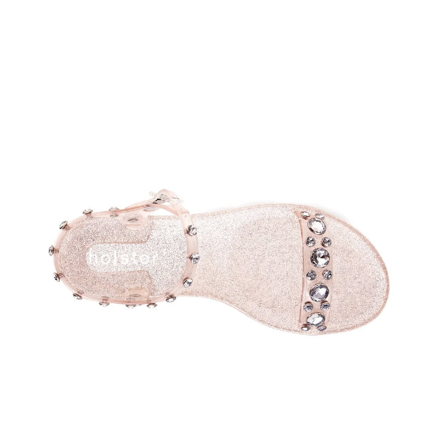Holster Women's Glitz Strappy Sandals in Clear Rose Glitter Holster Fashion