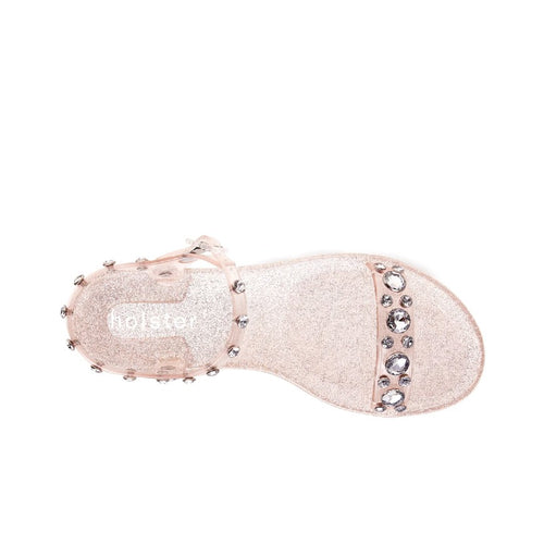 Holster Women's Glitz Strappy Sandals in Clear Rose Glitter Holster Fashion