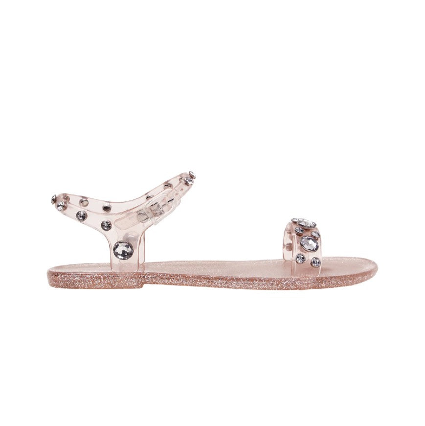 Holster Women's Glitz Strappy Sandals in Clear Rose Glitter Holster Fashion